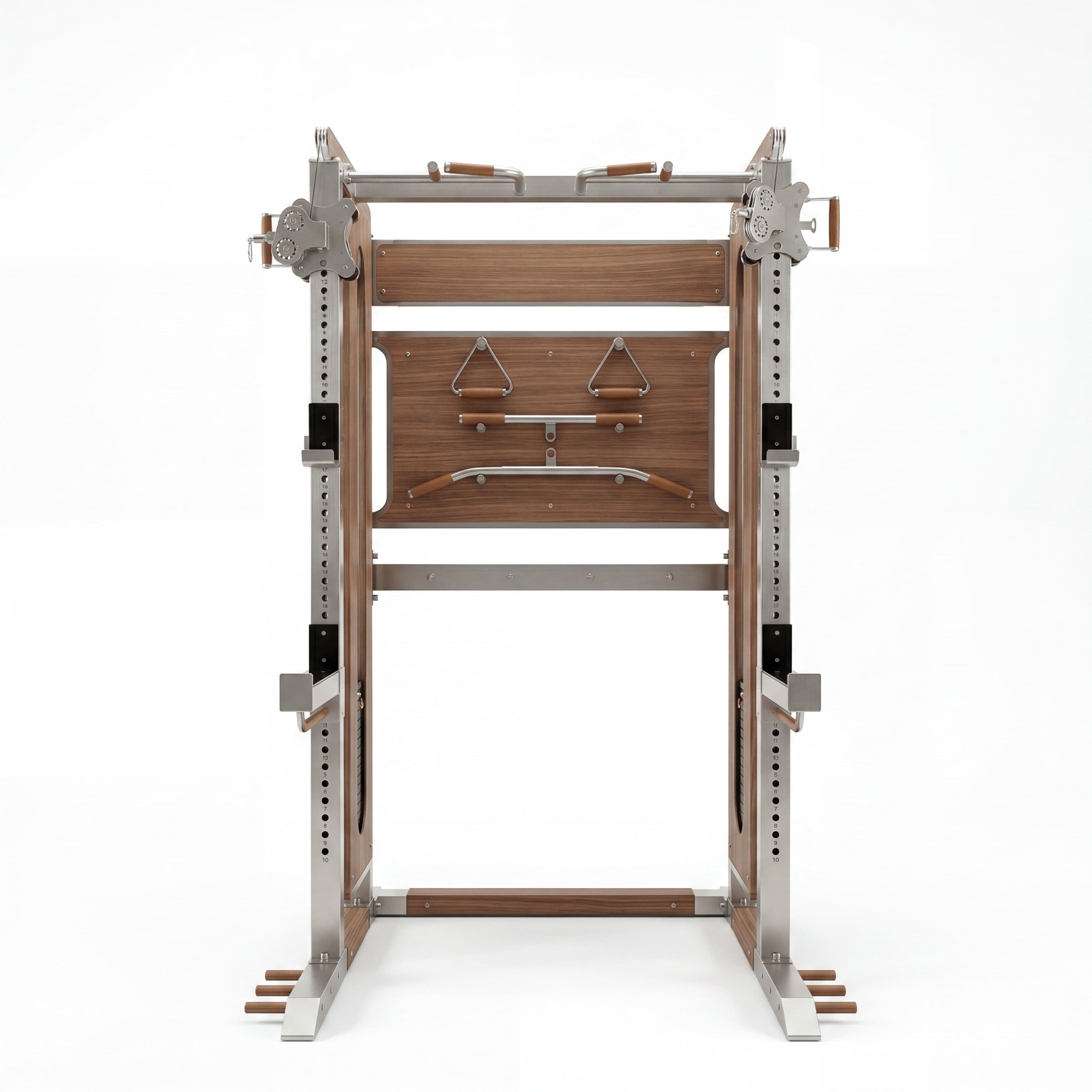 Designer luxury wood and stainless steel premium half rack dual pulley system