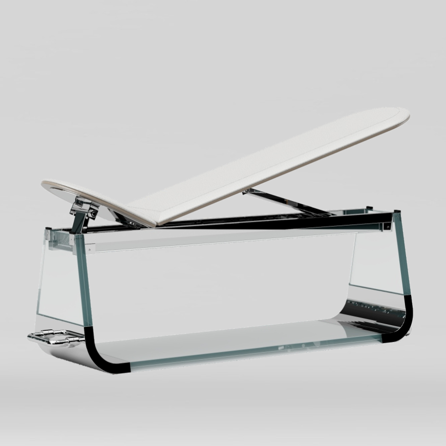 Verre Adjustable Glass & Leather Weight Bench — product view